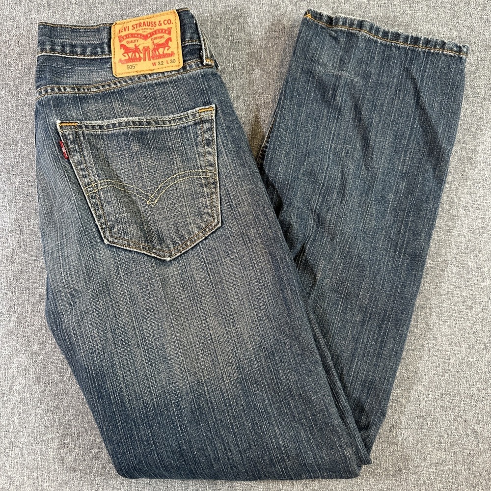 Levi's 505 Regular‎ Fit Jeans Mens 32x30 Blue Denim Straight Leg 100% Cotton